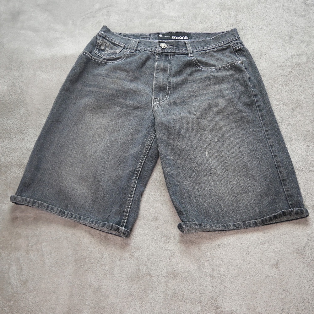 Mecca Mens Size 34 Black Denim Ripped Jean Casual Streetwear Shorts